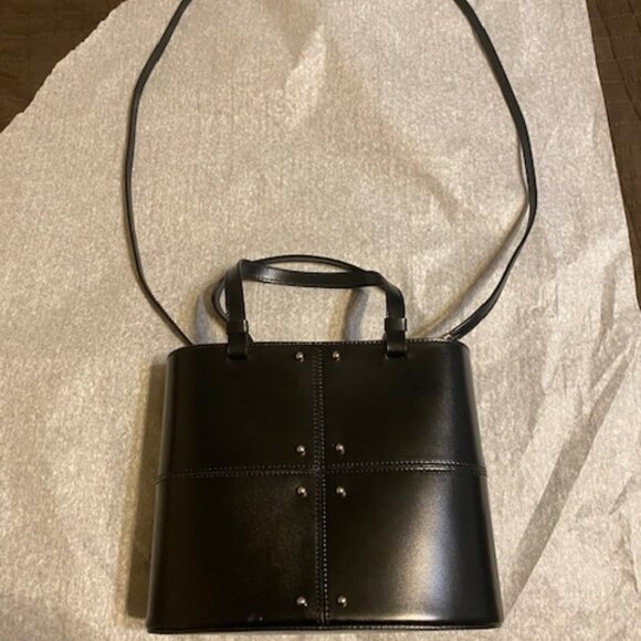 TOD'S Handbag/Crossbody Black Leather studded small structure Bag with COA